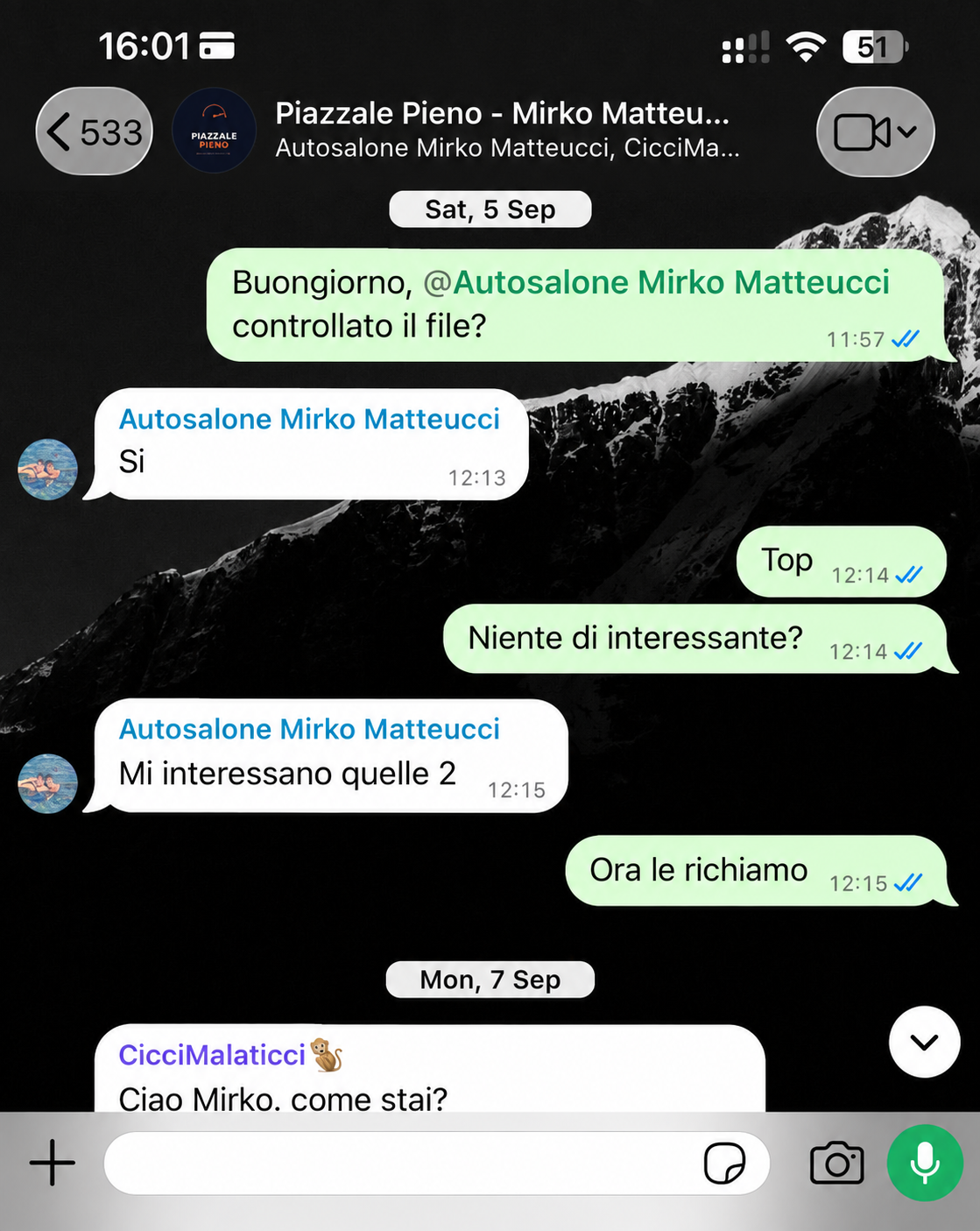 Risultato cliente Piazzale Pieno