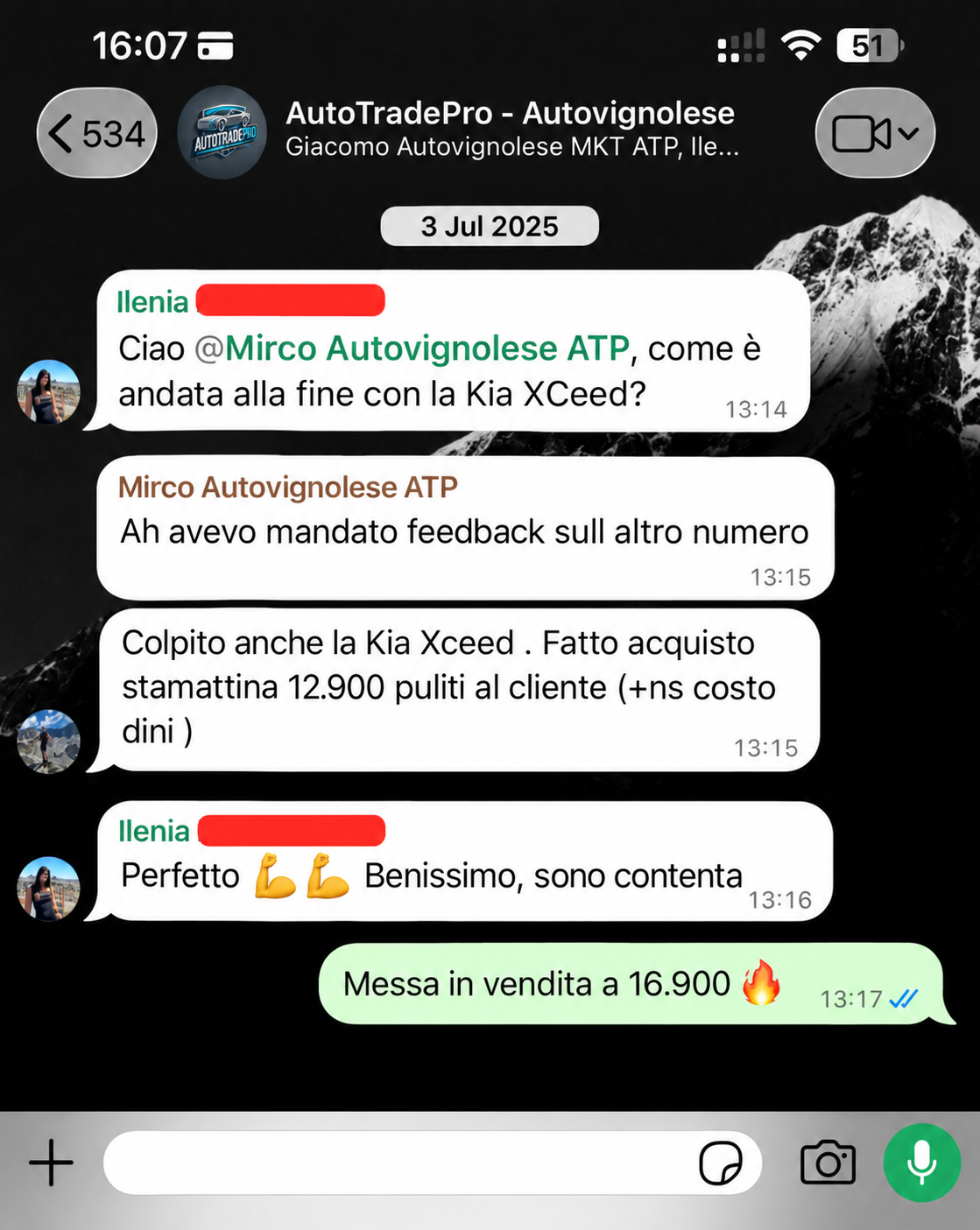 Risultato cliente Piazzale Pieno